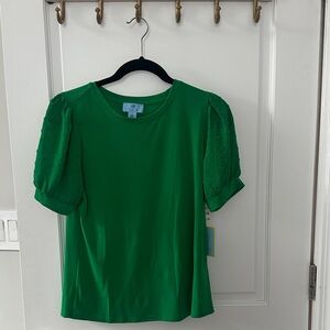 CeCe Vibrant Green Puff Sleeve Tee